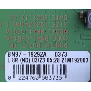 MAIN PARA TV SAMSUNG / NUMERO DE PARTE BN94-17362A / BN41-03014A / BN97-19292A / BN9417362A / PANEL CY-TB065RMHV1H / DISPLAY ST6451D07-5 VER.2.1 / MODELO QN65QN90BAFXZA CA02	